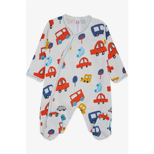 Baby Boy Hospital Release Pack Of 8 Colorful Car Patterned White (0-3 Months)