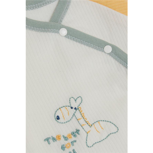 Baby Boy Hatane Released Pack Of 10 Cute Giraffe Embroidered Ecru (0-3 Months