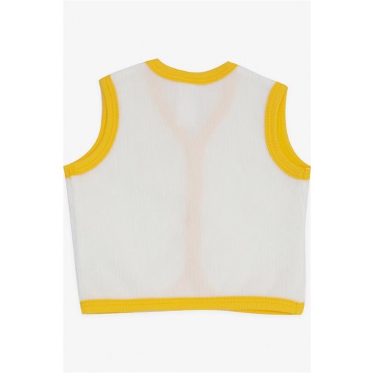 Baby Boy Velvet Vest Buttoned Ecru (0-3 Months-9 Months)
