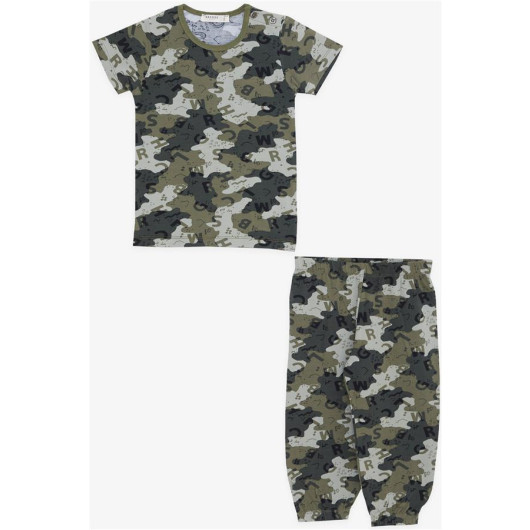 Baby Boy Short Sleeve Pajamas Set Camouflage Patterned Khaki Green (9 Months-2 Years)