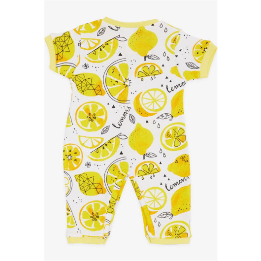 Baby Boy Short Sleeve Jumpsuit Lemon Patterned White (0-6 Months)