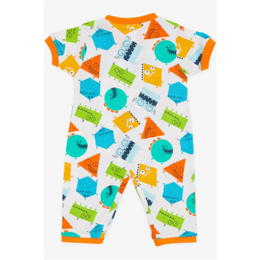 Baby Boy Short Sleeve Rompers Cute Geometric Shapes White (0-6 Months)