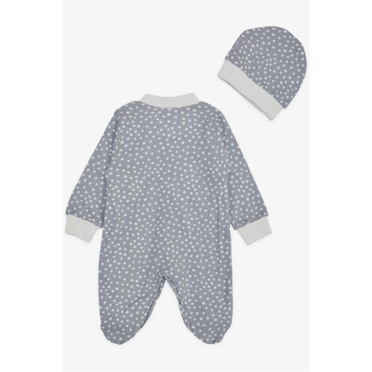 Baby Boy Booties Jumpsuit Polka Dot Patterned Gray (0-6 Months)
