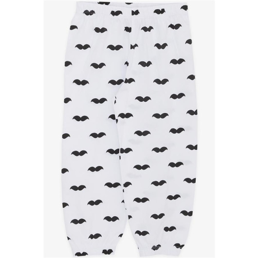 Baby Boy Pajamas Set Mustache Patterned White (9 Months-3 Years)