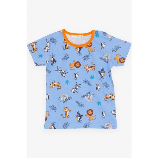Baby Boy Pajamas Set Animal World Themed Blue (9 Months-3 Years)