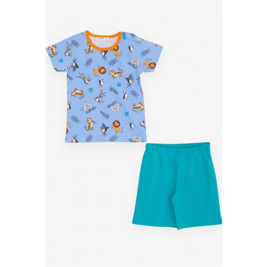 Baby Boy Pajamas Set Animal World Themed Blue (9 Months-3 Years)