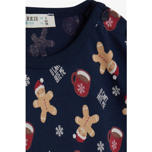 Baby Boy Pajamas Set Cookie Pattern Navy Blue (9 Months-3 Years)