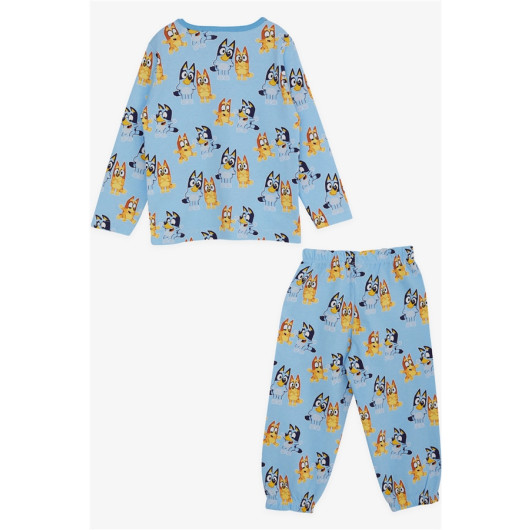 Baby Boy Pajamas Set Happy Puppy Patterned Light Blue (9 Months-3 Years)