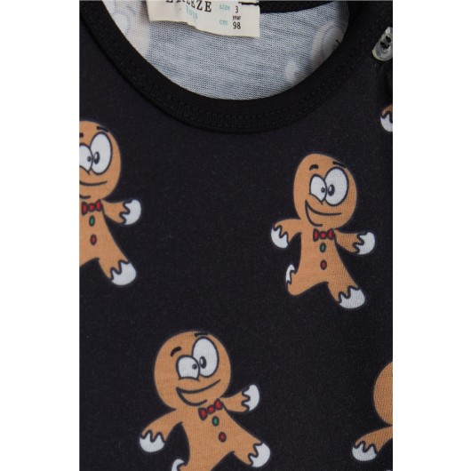 Baby Boy Pajamas Set Cheerful Cookie Pattern Black (9 Months-3 Years)