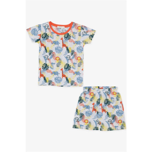 Baby Boy Pajama Set Forest Themed Animal Pattern Gray Melange (9 Months-3 Years)
