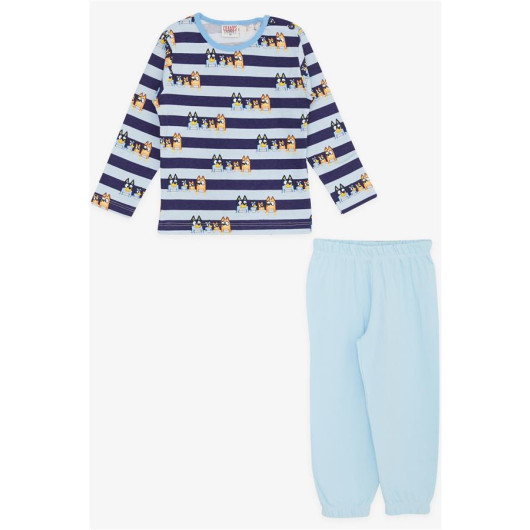 Baby Boy Pajamas Set Cute Puppy Patterned Striped Blue (9 Months-3 Years)