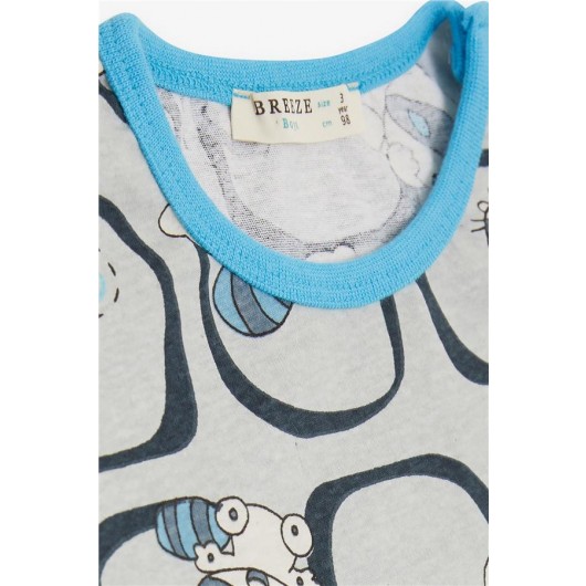 Baby Boy Pajamas Set Cute Raccoon Patterned Gray (9 Months-3 Years)