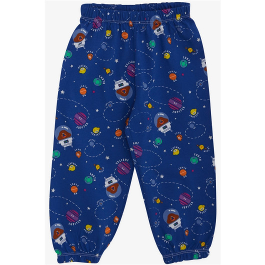 Baby Boy Pajamas Set Space Theme Happy Planets Pattern Dark Blue (3 Years)