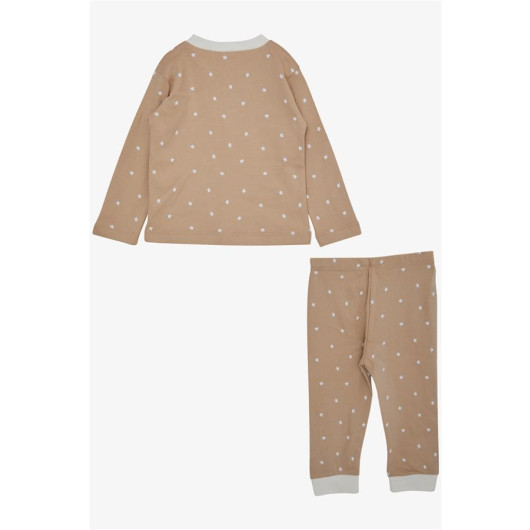 Baby Boy Pajama Set Star Patterned Light Brown (4 Months-1 Years)