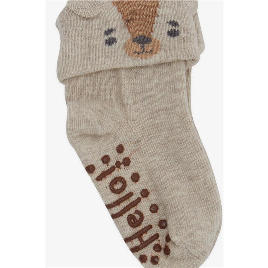 Baby Boy Socks With 3D Abs Beige (6 Months-2 Years)