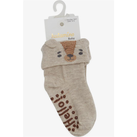 Baby Boy Socks With 3D Abs Beige (6 Months-2 Years)