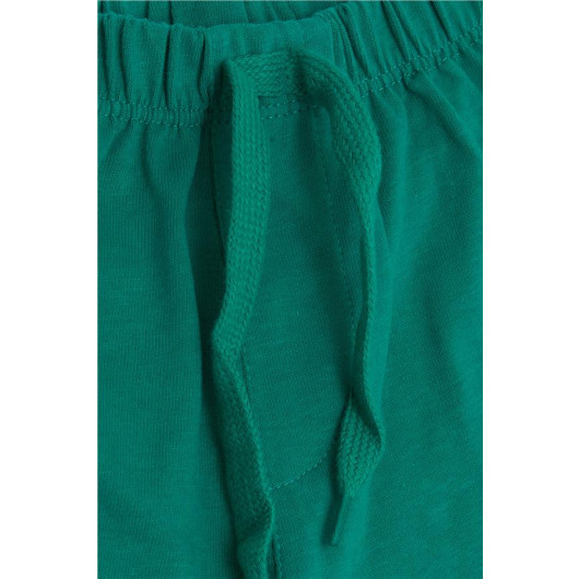 Baby Boy Shorts Waist Elastic Laced Basic Green (9 Months-3 Years)