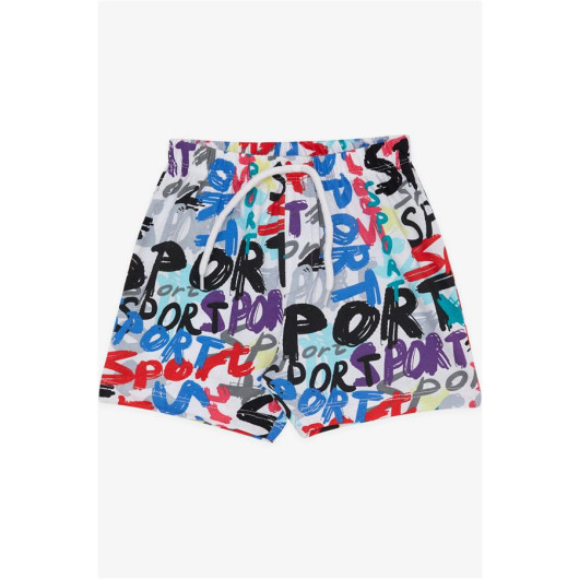 Baby Boy Shorts Colored Text Printed Elastic Waist Laced Mixed Color (9 Months-3 Years)