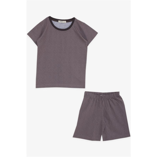 Baby Boy Shorts Pajama Set Smileyface Acorn Patterned Mink (9 Months-3 Years)