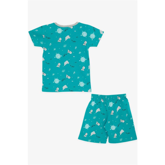 Baby Boy Short Pajamas Set Kuala Patterned Petrol Green (9 Months-3 Years)