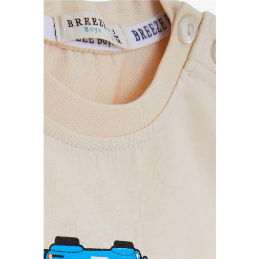 Baby Boy Shorts Suit Car Printed Beige (1-3 Years)