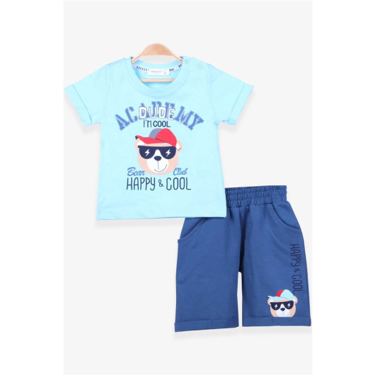 Baby Boy Shorts Suit Teddy Bear Printed Light Blue (1-4 Years)