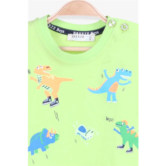 Baby Boy Short Set Dinosaur Printed Pistachio Green (5 Years)