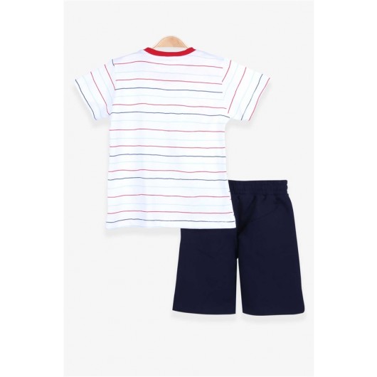 Beige Printed T-Shirt And Shorts Set For Boys (1.5-5 Years)