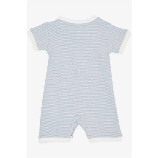 Baby Boy Shorts Rompers Small Square Patterned Light Blue (0-3 Months-9 Months)