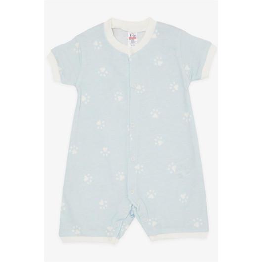 Baby Boy Shorts Rompers Paw Patterned Light Blue (0-9 Months)