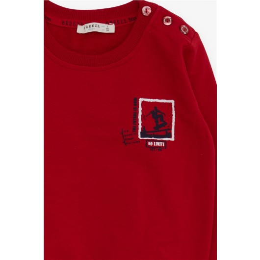Baby Boy Sweatshirt Skateboarder Printed Red (9 Months-3 Years)