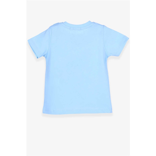 تي شيرت ولادي حديثي الولادة  قطن 100٪مطبوع اللون أزرق فاتح  (9 شهور -3 سنوات)
