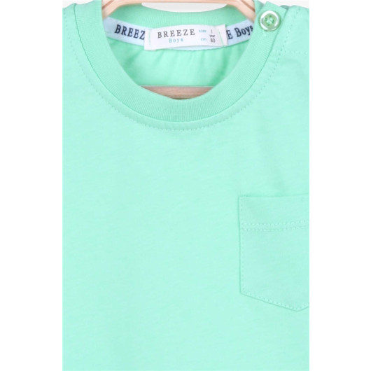 Baby Boy T-Shirt With Pocket Mint Green (9 Months-3 Years)