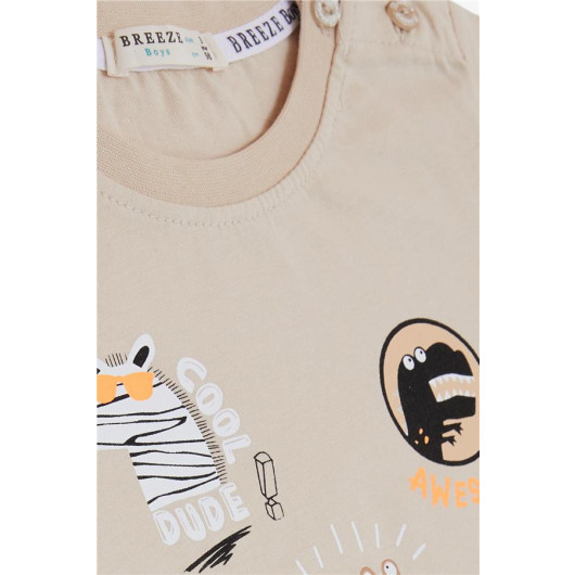 Baby Boy T-Shirt Cool Perfect Friends Themed Beige (9 Months-3 Years)