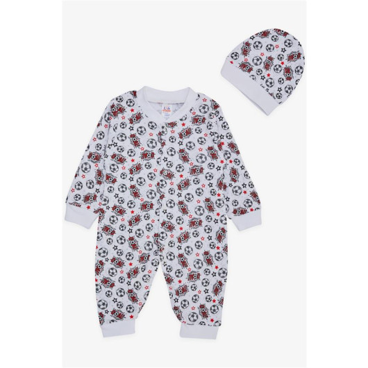 Baby Boy Jumpsuit Football Themed White (4-6 Months)