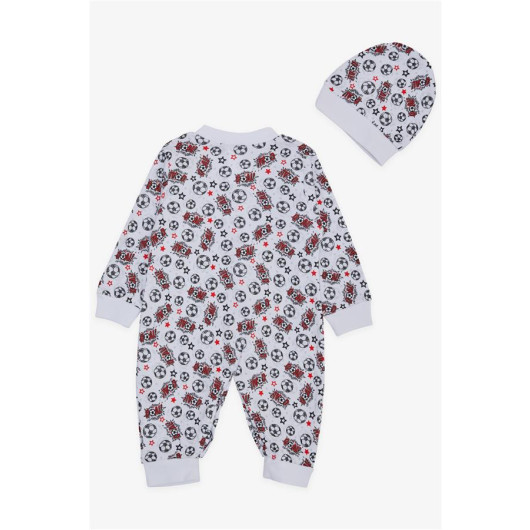 Baby Boy Jumpsuit Football Themed White (4-6 Months)