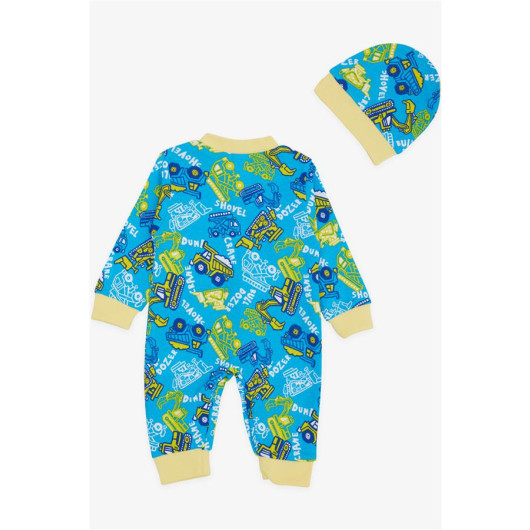 Baby Boy Overalls Construction Machine Themed Blue (0-6 Months)