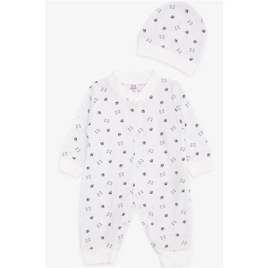 Baby Boy Rompers Kitty Patterned Paw Printed White (0-6 Months)