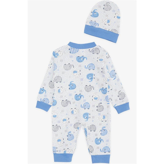 Baby Boy Rompers Cute Baby Elephant Patterned White (0-6 Months)