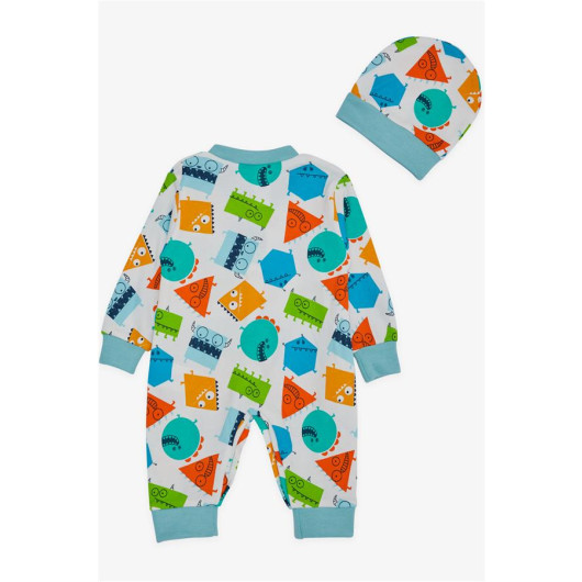 Baby Boy Rompers Cute Geometric Shapes Patterned White (0-6 Months)