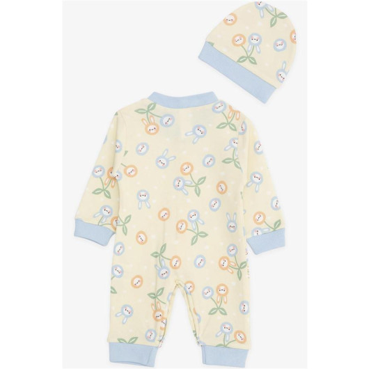 Baby Boy Rompers Cute Cherry Patterned Cream (0-6 Months)