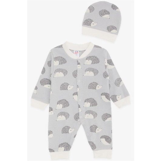 Baby Boy Rompers Cute Hedgehog Patterned Gray (0-6 Months)