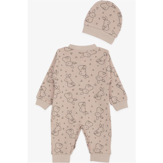 Baby Boy Rompers Cute Bunny Patterned Rosehip (0-6 Months)