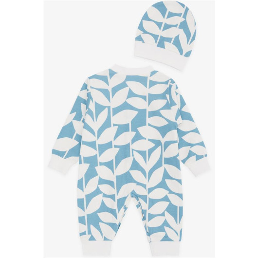 Baby Boy Rompers Leaf Patterned Blue (0-6 Months)
