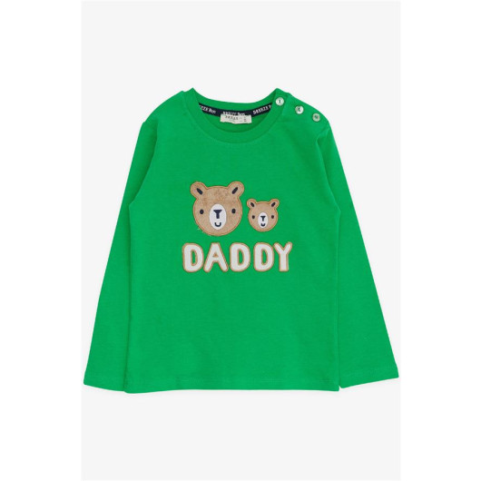 Baby Boy Long Sleeve T-Shirt Green With Teddy Bear Look (9 Months-3 Years)