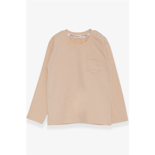 Baby Boy Long Sleeve T-Shirt With Pocket Beige (9 Months-3 Years)