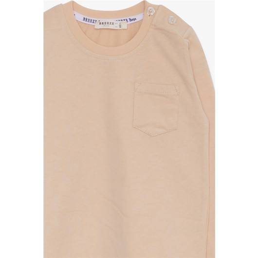 Baby Boy Long Sleeve T-Shirt With Pocket Beige (9 Months-3 Years)