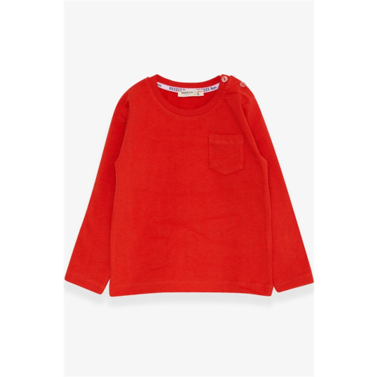 Baby Boy Long Sleeve T-Shirt With Pocket Orange (9 Months-3 Years)