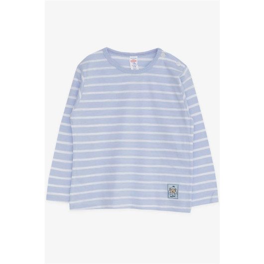 Baby Boy Long Sleeve T-Shirt Striped Baby Blue (9 Months-3 Years)