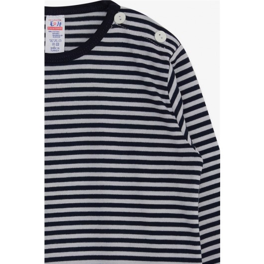 Baby Boy Long Sleeve T-Shirt Striped Navy (9 Months-3 Years)